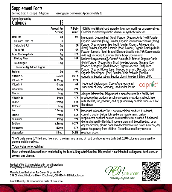 Beetroot Max Back Label