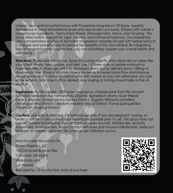 PowerMax MagnesiumOil Back Label