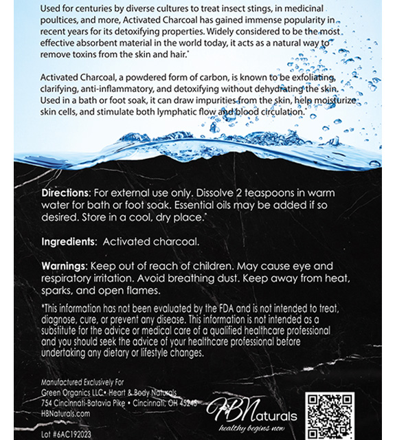 Activated Charcoal Back Label