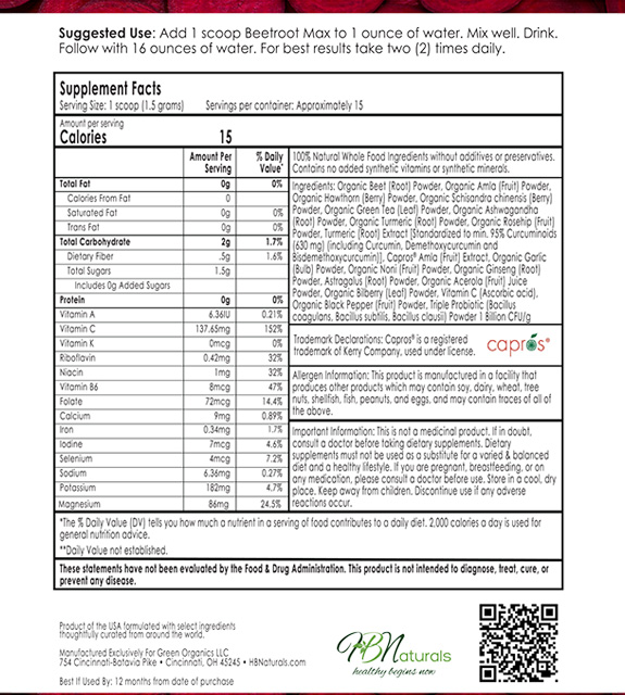 BeetrootMax 7-Day Trial Back Label