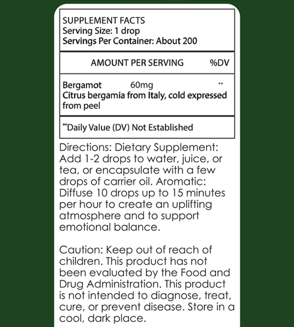 Bergamot Back Label