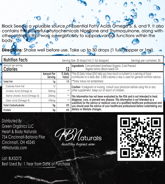 Black Seed Oil Back Label