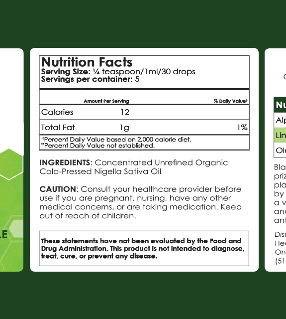 Black Seed 7-Day Trial Back Label