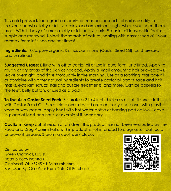 Castor Seed Oil Back Label