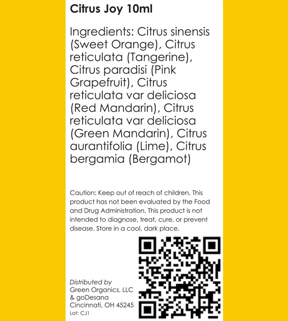 Citrus Joy Essential Oil Blend Back Label