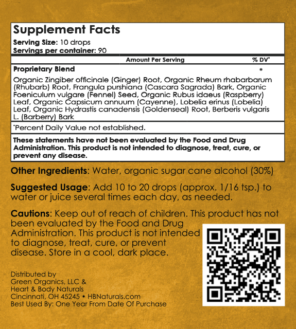 Colon Support Back Label