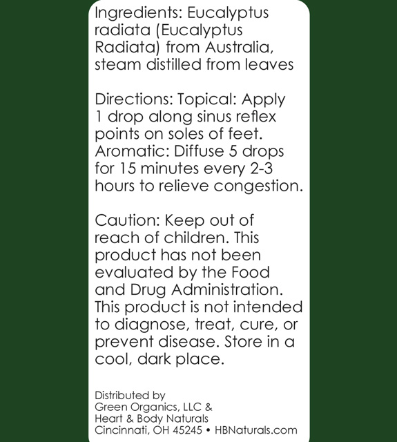 Eucalyptus Radiata Back Label