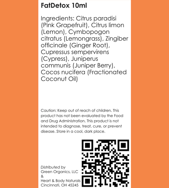 FatDetox Essential Oil Blend Back Label