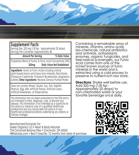 Fulvic Acid Mineral Drops Back Label