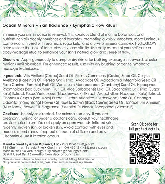 HydroGlow Back Label