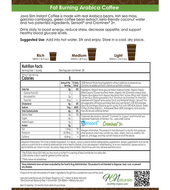 Java Slim Back Label