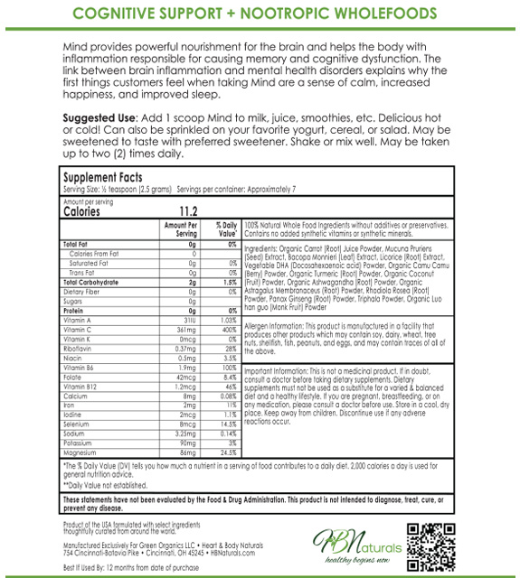 Mind 7-Day Trial Back Label