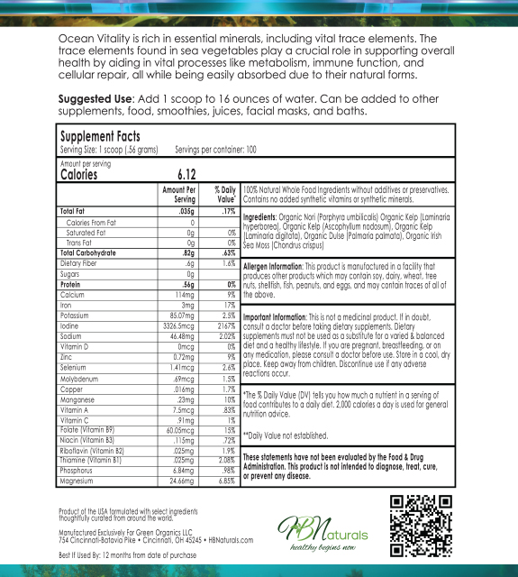 Ocean Vitality Back Label