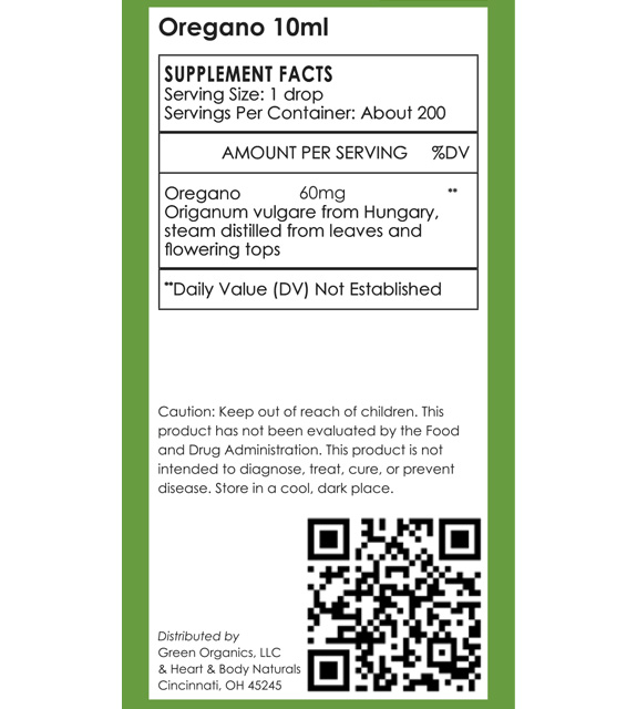 Oregano Back Label