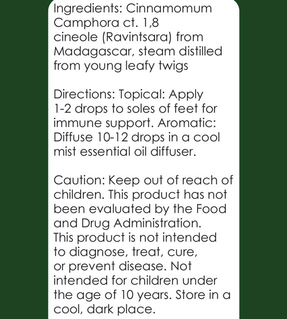 Ravintsara Back Label