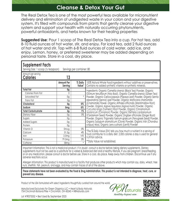 Real Detox Tea Back Label