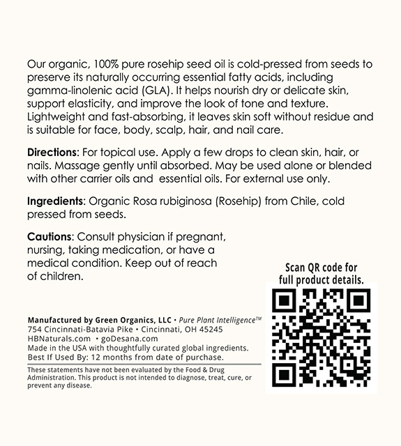Rosehip Seed Oil Back Label