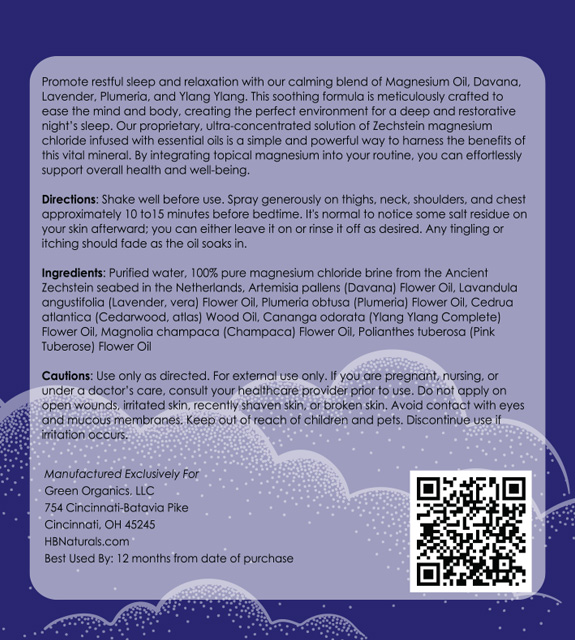 Sleep Magnesium Oil Back Label