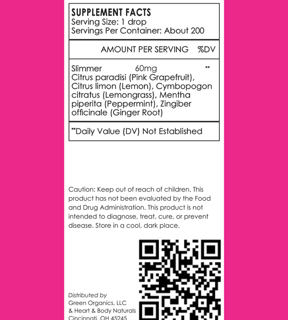 Slimmer Essential Oil Blend Back Label