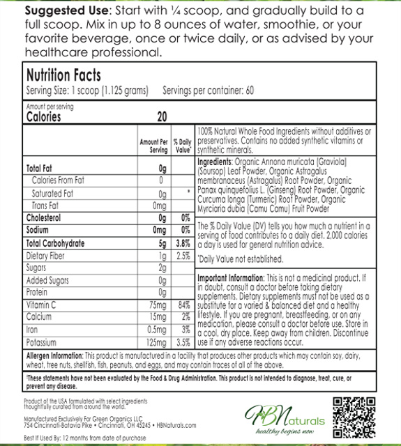 Soursop Fusion Tea Back Label
