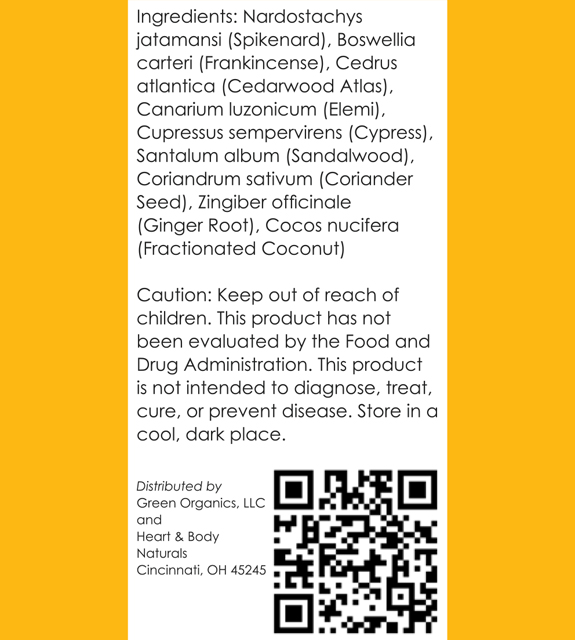Sun Essential Oil Blend Back Label
