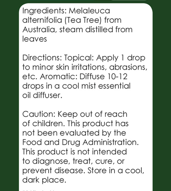 Tea Tree Back Label
