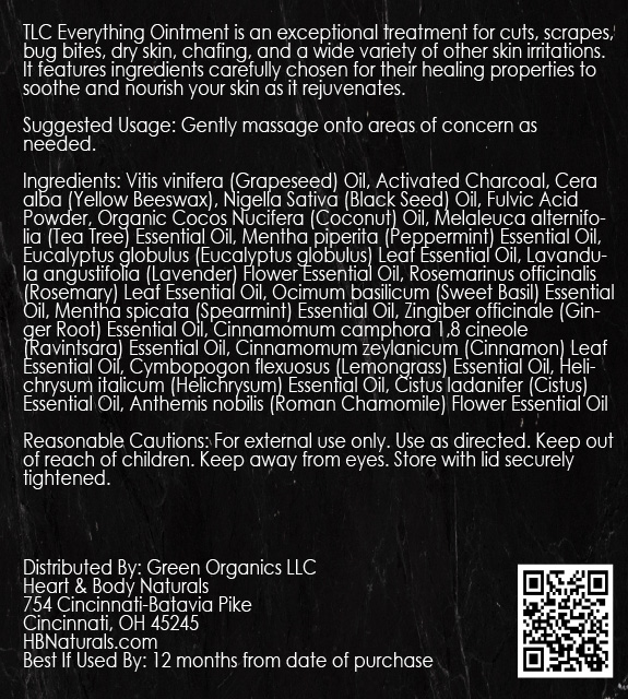 TLC Everything Ointment Back Label
