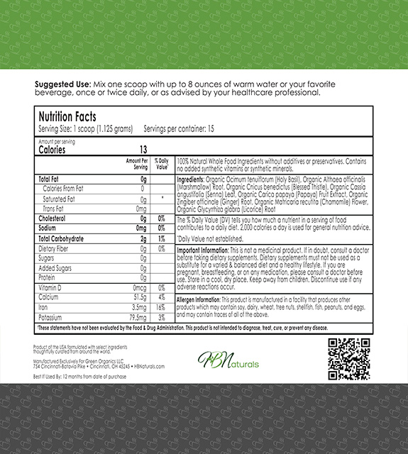 Tulsi Trim Tea 7-Day Trial Back Label